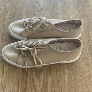 Jack Rogers Carter Sneakers Tan Size 6.5 Waterproof Suede
